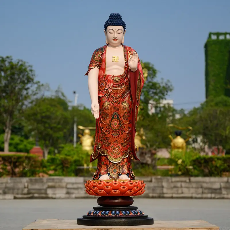 130 cm puur koperen verguld Amitabha Boeddhabeeld