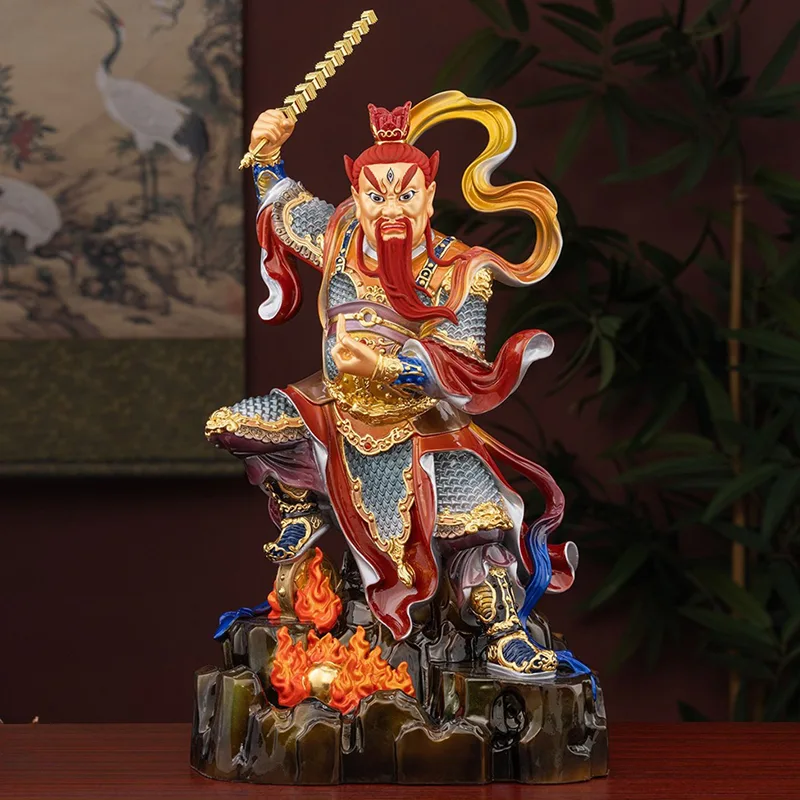 Messing Taoïstische Guardian Wang Lingguan-standbeeld
