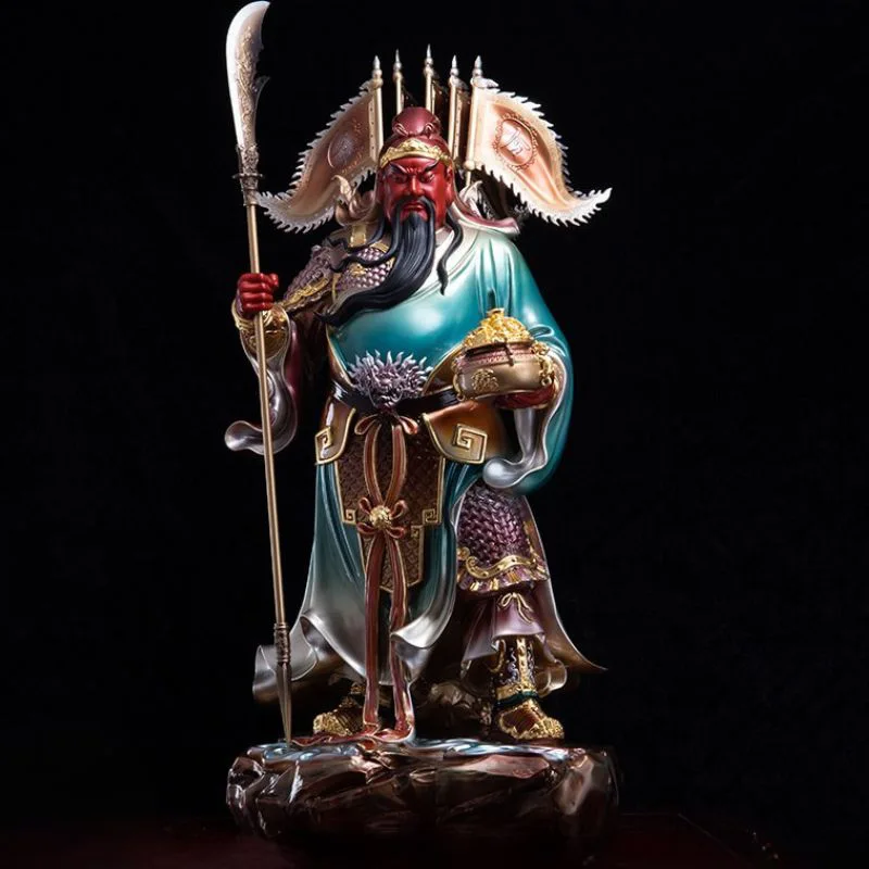 Vijf vlaggen Guan Yu bronzen standbeeld