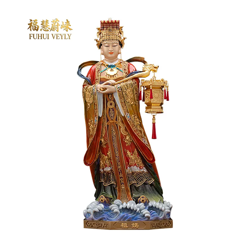 Gegoten bronzen Mazu-standbeeld