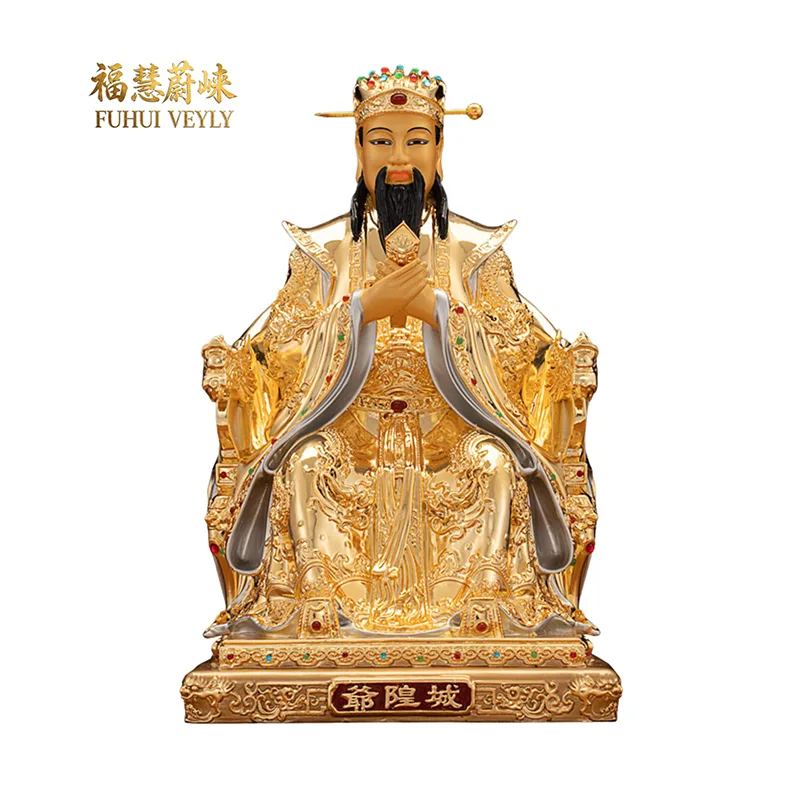 Verguld filigraan Chenghuang Shen-sculptuur