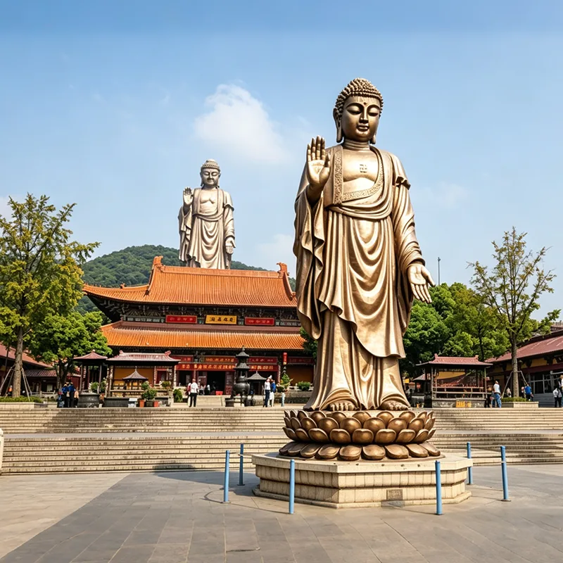Groot puur koperen Maitreya Boeddhabeeld