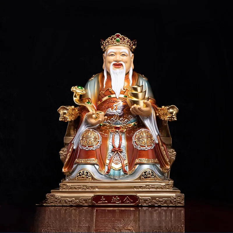 Luxe verguld polychroom Fude Zhengshen Tu Di Gong-beeld