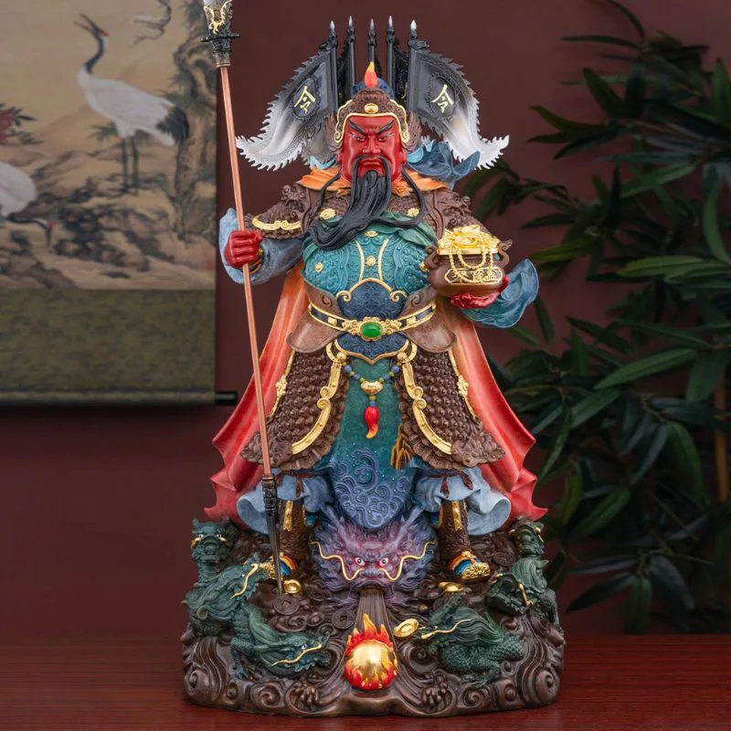 Negen draken messing hellebaard zwaard Guan Yu standbeeld
