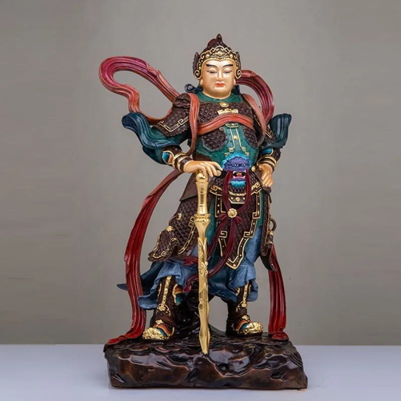Staande bronzen Skanda Bodhisattva-standbeeld